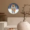 Tijger - Landschap - Sneeuw - Winter - Dieren Wandcirkel kunststof plaat 5mm dik klein -sfeer1