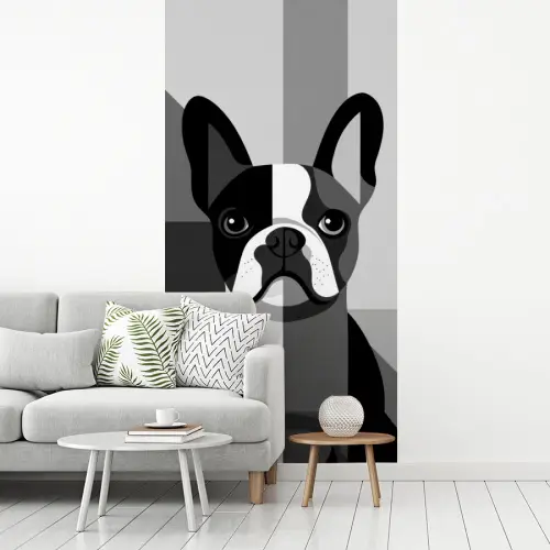 Buldog - Zwart - Abstract - Vlakken fotobehang vinyl groot -woonkamer