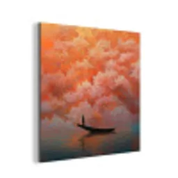 Zee - Boot - Wolken - Oranje aluminium wit klein -3d