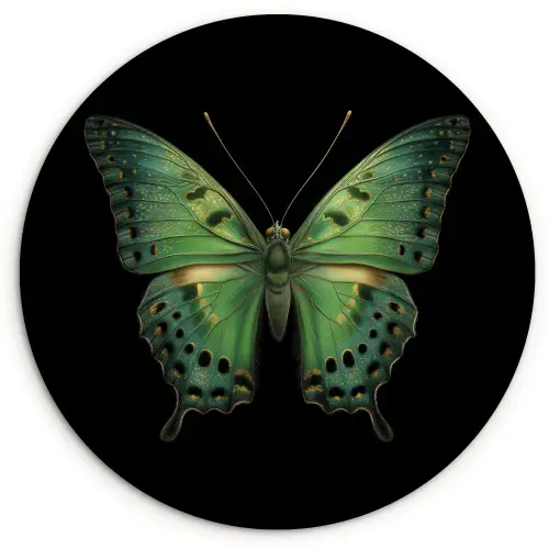 Vlinder - Groen - Diepte Wandcirkel kunststof plaat 5mm dik klein -3d