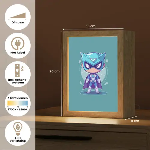 Superheld - Blauw - Jongens Light Box met kabel klein -USP_NL