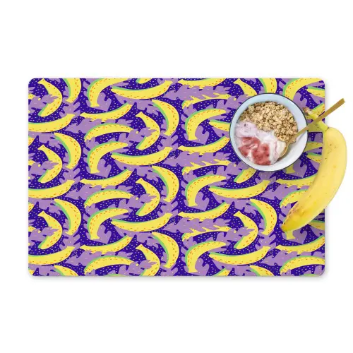 Bananen - Bladeren - Paars Placemat vinyl groot 368 -zzzproduct_Kitchenyeah-website