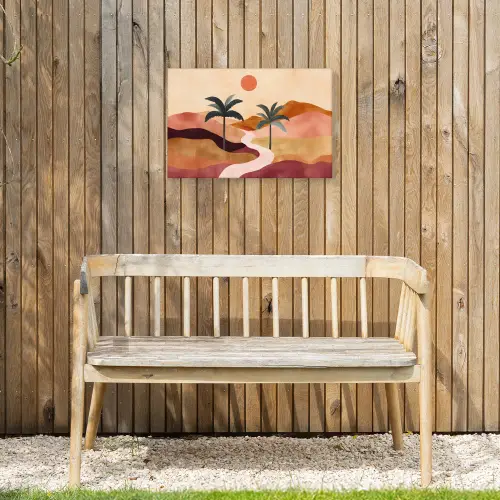 Heuvels - Palmbomen - Abstract Tuinposter op houten frame 2 cm dik klein -sfeer4