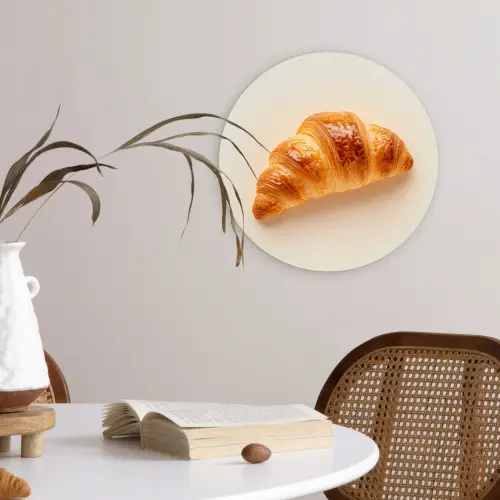 Croissant - Brood - Beige Wandcirkel kunststof plaat 5mm dik klein -sfeer4