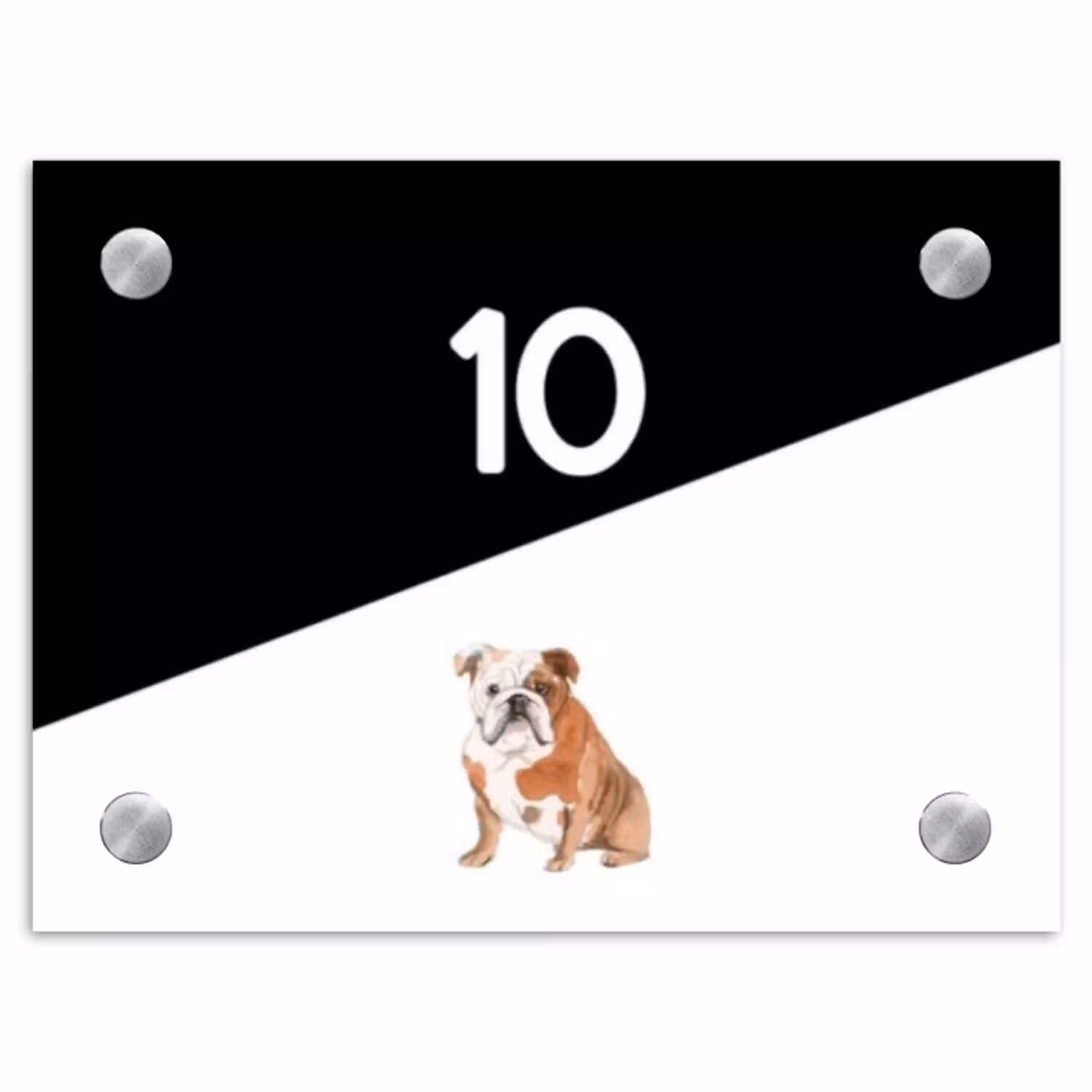 Zwart wit - Huisdier - Engelse bulldog Naambord Rechthoek middel -3d