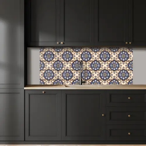 Floraal - Ornament - Blauw keuken achterwand 2 middel 871 -sfeer1