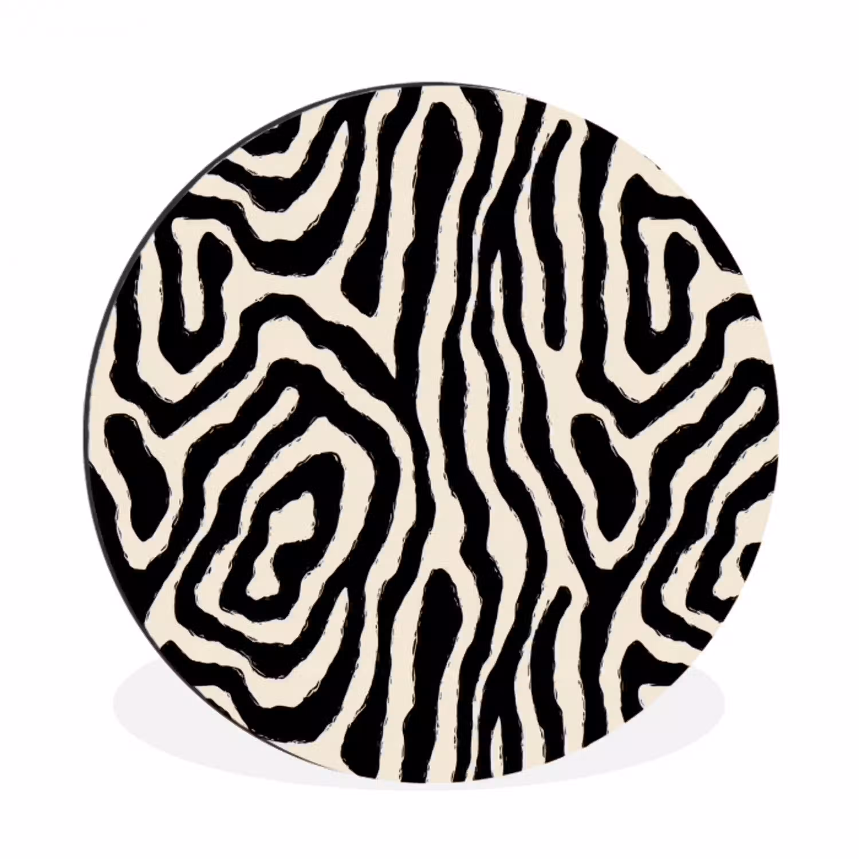 Zebra - Zwart - Abstract Wandcirkel aluminium klein 190 -3d