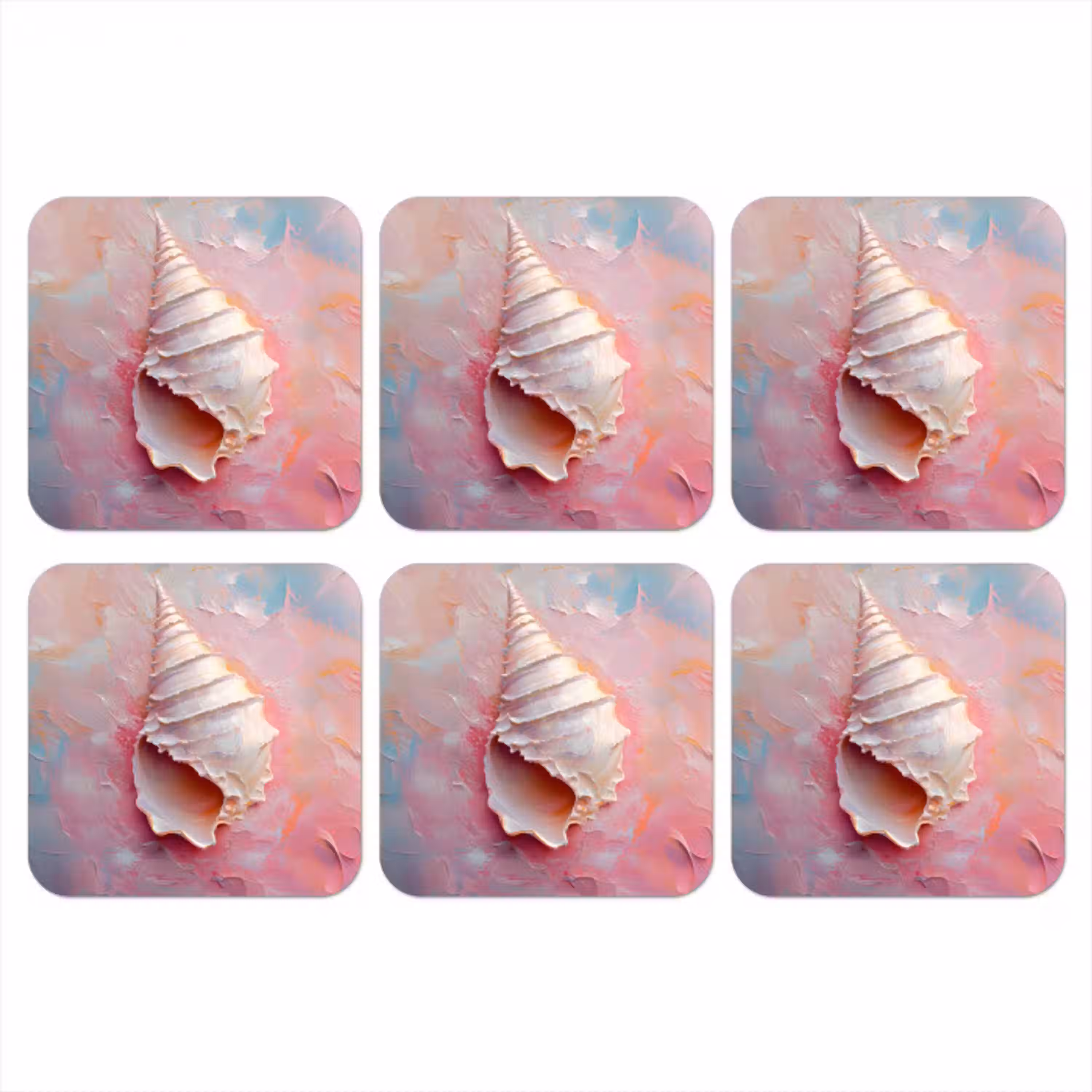 Schelp - Pastel - Pink onderzetter kurk middel -3d