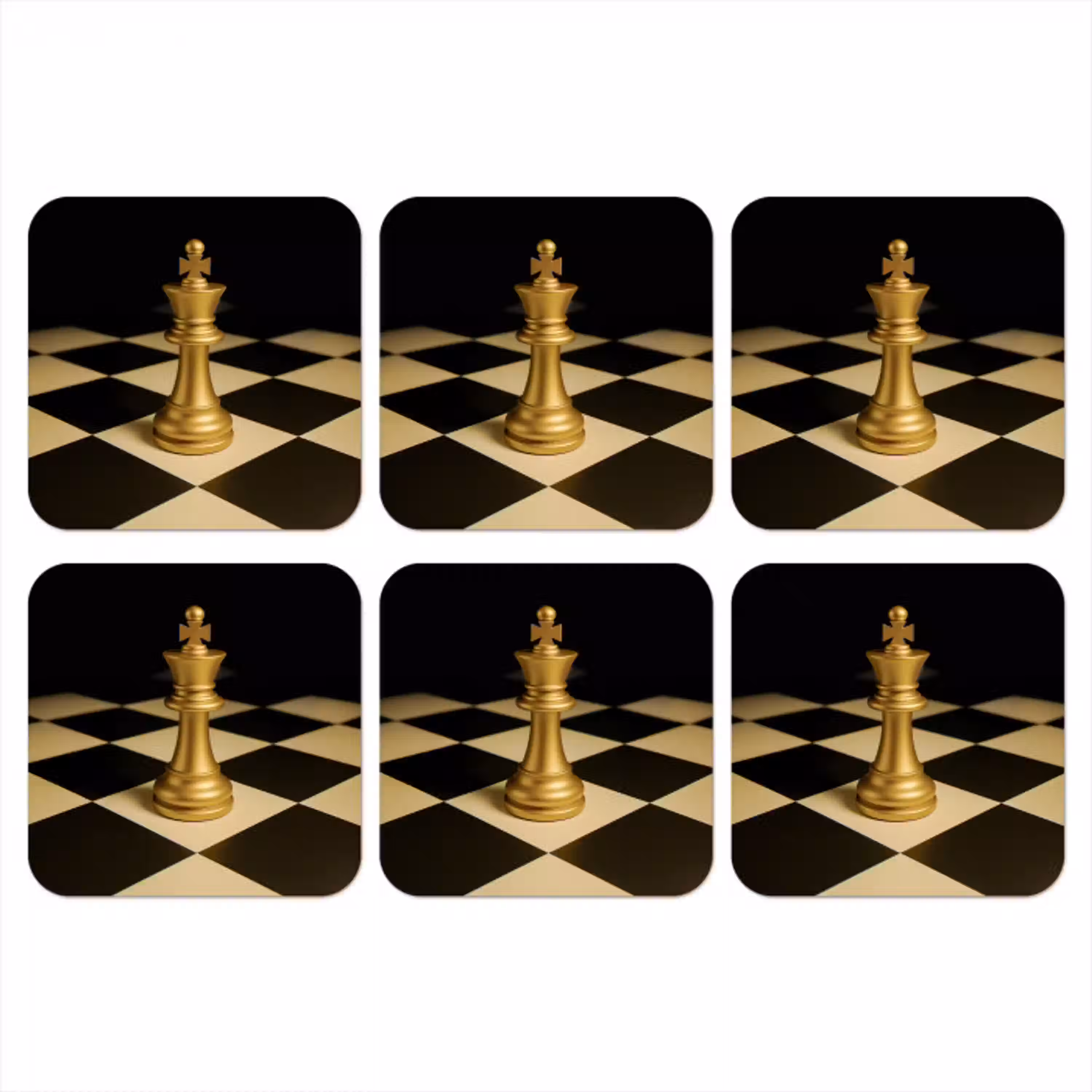 Schaakstuk - Koning - Schaakbord - Geblokt onderzetter kurk middel -3d