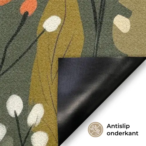 Bloemen - Illustratie - Groen Deurmat klein -antislip_NL