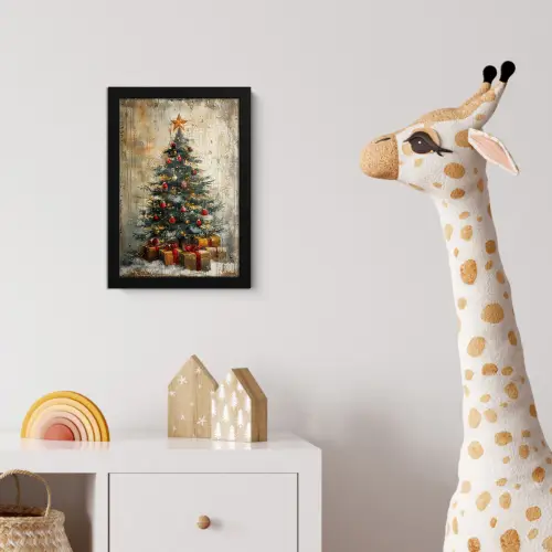 Kerstboom - Vintage - Kerst - Cadeau fotolijst zwart zonder passe partout klein -usfeer4_kinderkamer