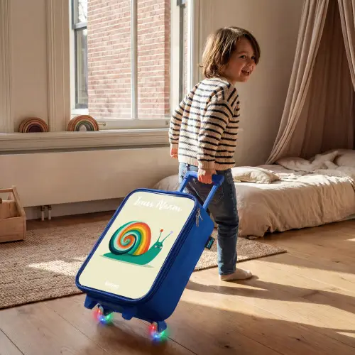 Slak - Regenboog - Kleurrijk Kinderkoffer - Blauw klein -sfeer1