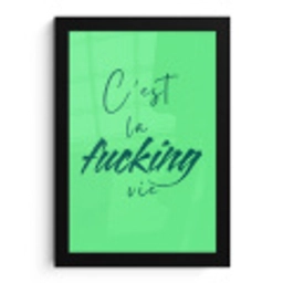 c'est la fucking vie - Groen - Penseelstijl fotolijst zwart zonder passe partout klein -3d