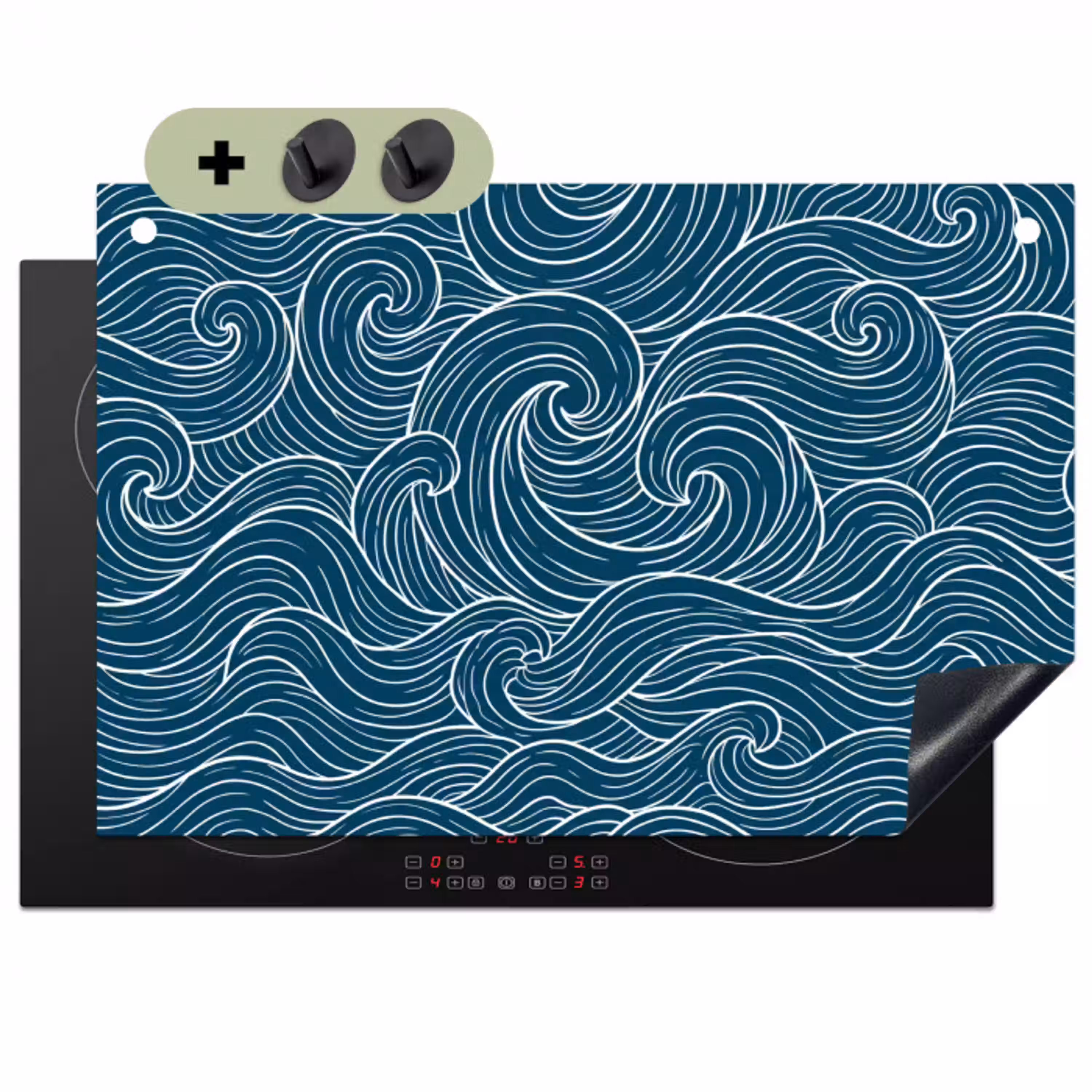 Golven - Spiraal - Water - Abstract - Blauw Inductie beschemer met haakjes klein -3d