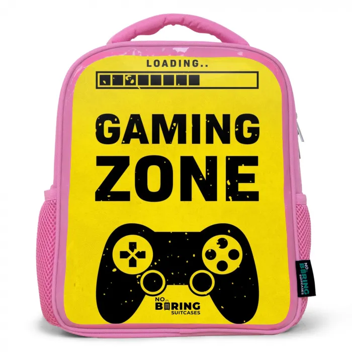 Zwart-geel met gaming zone Kinderrugzak - Roze middel -3d