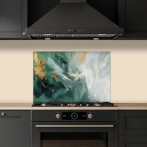 Groen - Modern - Marmer - Abstract keuken achterwand spatscherm klein -sfeer1