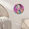 Vrouw - Portret - Abstract - Paars Akoestische PET Vilt - Rond klein -sfeer4