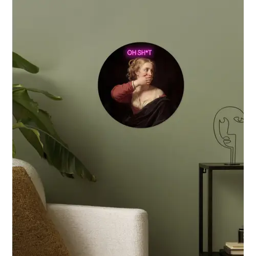 Quote - Neon - vrouw Wandcirkel behangsticker klein -sfeer2