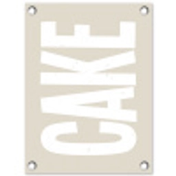 Cake - Woord - Japandi - Wit tuinposter los doek klein -3d