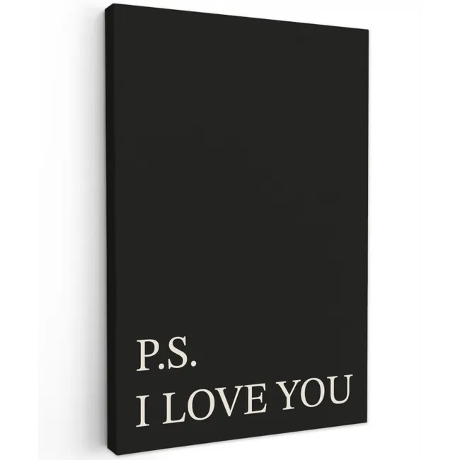 Zwart - Minimalistisch - Valentijn Tuinposter op houten frame 2 cm dik klein -3d