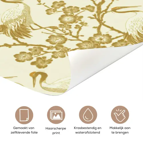 Kraanvogels - Kersenbloesem - Goud deurposter klein 289 -closeup_NL