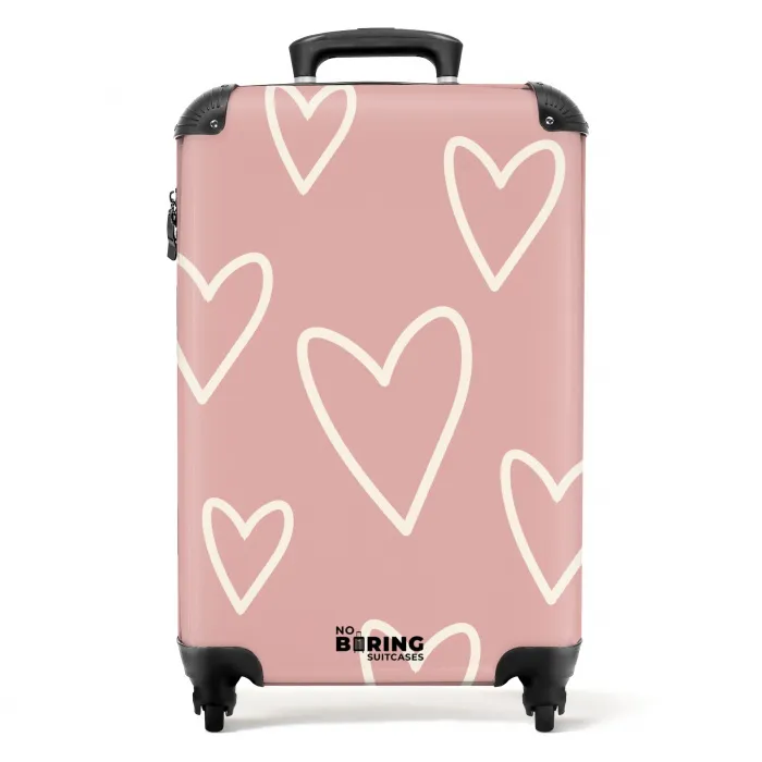 Patronen - Zwevende harten op oudroze NBS - Handbagage koffer - Kinderen Unisex middel -productfoto_recht