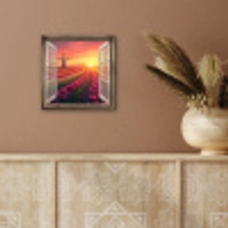 Doorkijk - Tulpen - Zonsondergang - Bloemen - Kleurrijk aluminium wit klein -sfeer4