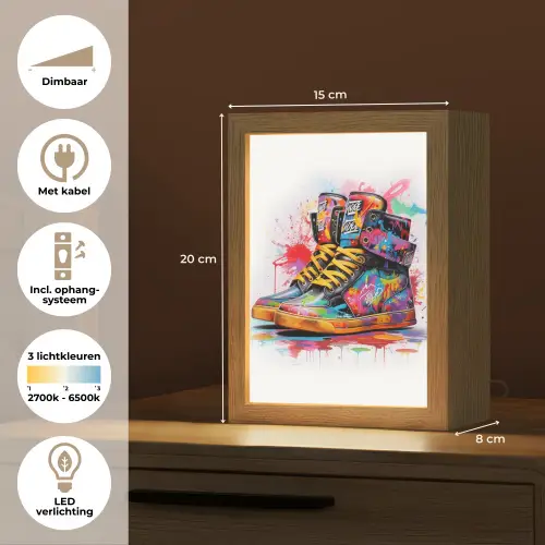 Schoenen - Graffiti - Wit - Kleuren Light Box met kabel (Tafellamp) klein -USP_NL
