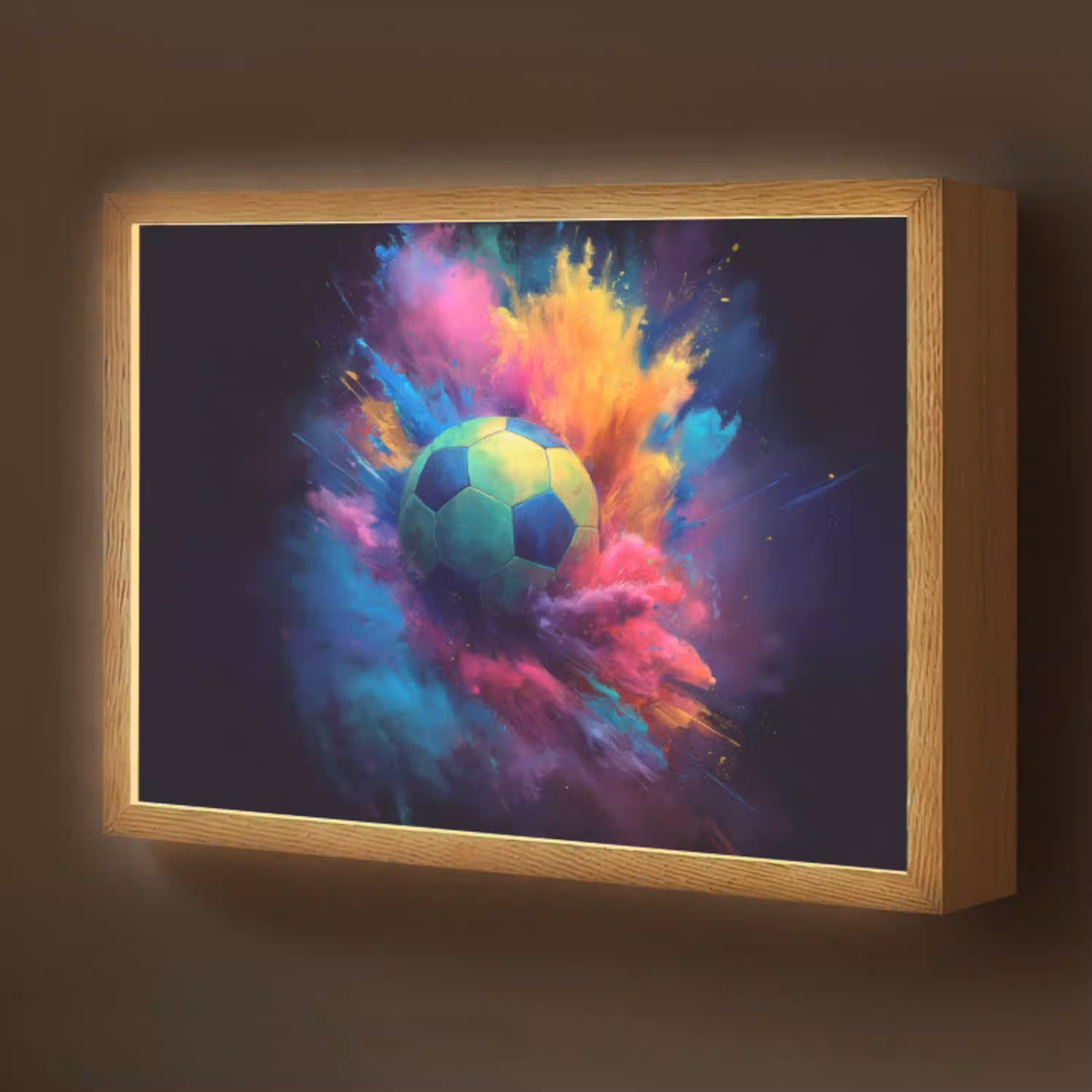 Explosie - Kleurrijk - Voetbal - Abstract Light Box met batterij (Wandlamp kind) middel -z3d_website