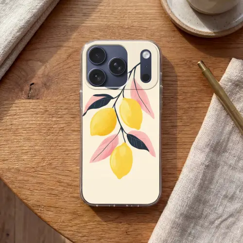 Citroenen - Felgeel - Tak - Bladeren Telefoonhoesje iPhone 17 Pro klein -sfeer1