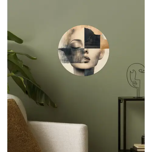 Goud - Vrouw - Rechthoeken Wandcirkel behangsticker klein -sfeer2