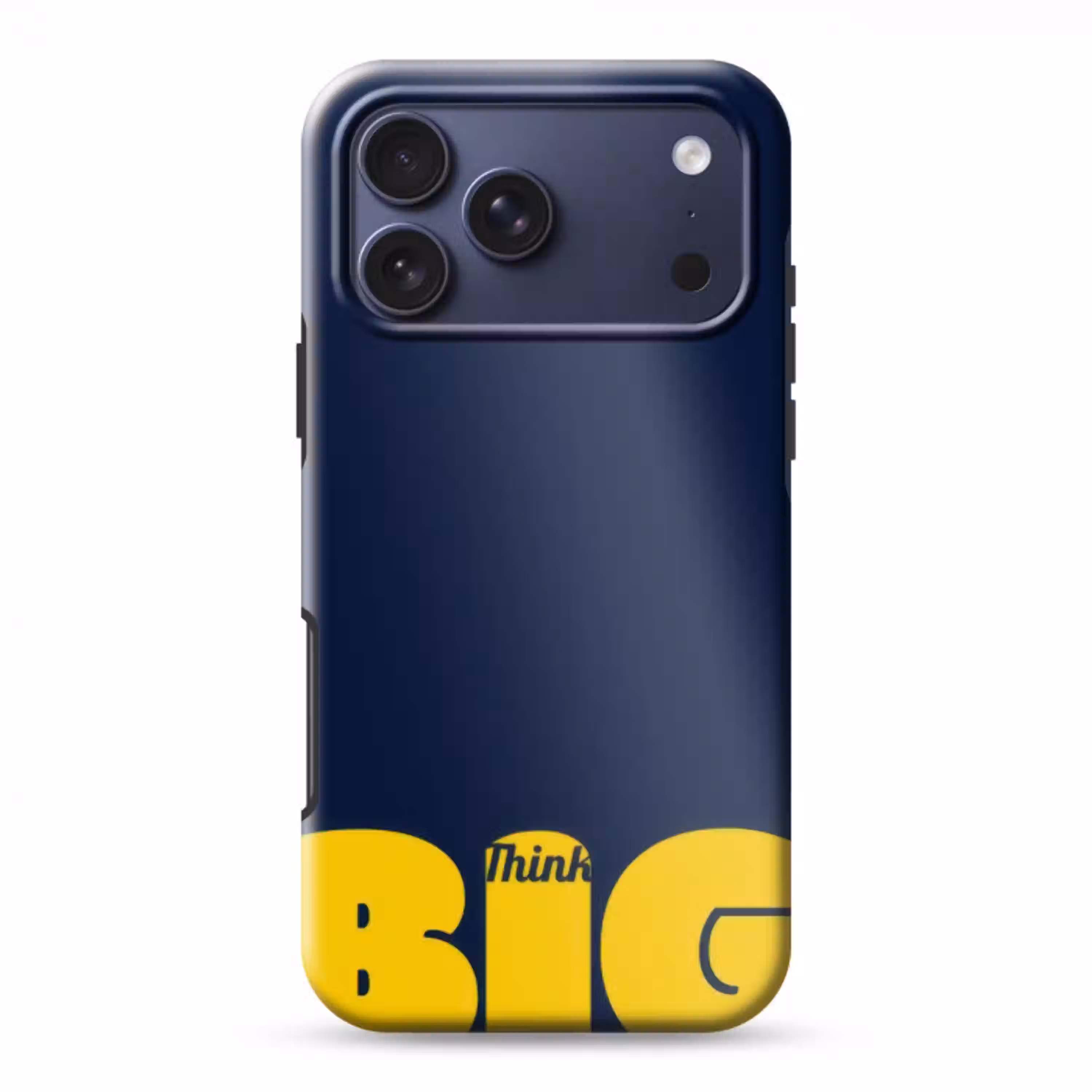 Think big - Blauw - Geel Toughcase MagSafe Apple iPhone 17 Pro Max klein -3d