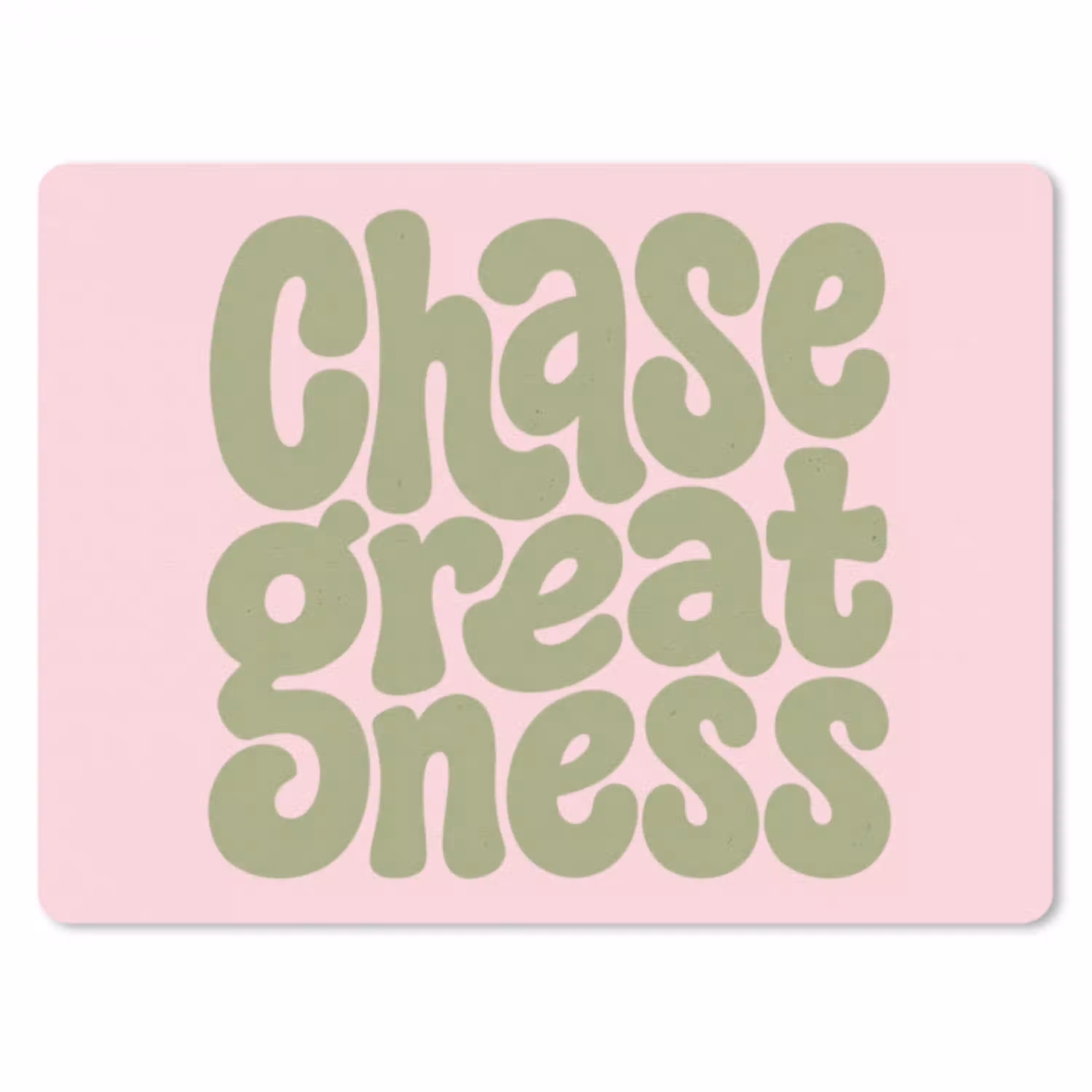 Chase greatness - Groen - Roze - Retro muismat rubber klein -3d