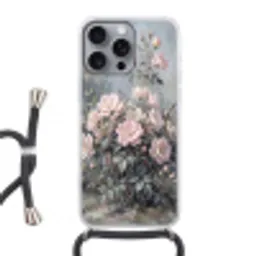 Rozen - Illustratie - Roze Hoesje iPhone 16 Pro Max met koord klein -3d