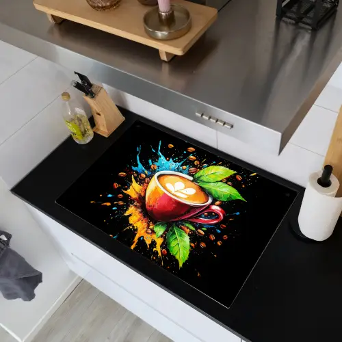 Koffie - Graffiti - Drinken - Abstract Inductie beschemer met haakjes klein -sfeer1