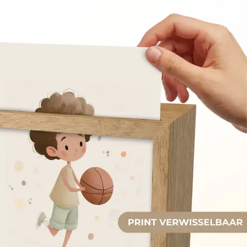 Beige - Jongen - Basketbal - Stippen Light Box met kabel (Kinderlampje) klein -USP_websiteprintNL