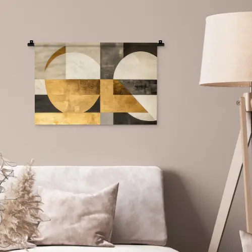Abstract - Goud - Grijs - Vormen - Geometrisch Wandkleed katoen klein -sfeer4