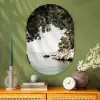 Rotsen - Zee - Boom - Groen Wandcirkel Ovaal Glas middel -sfeer2