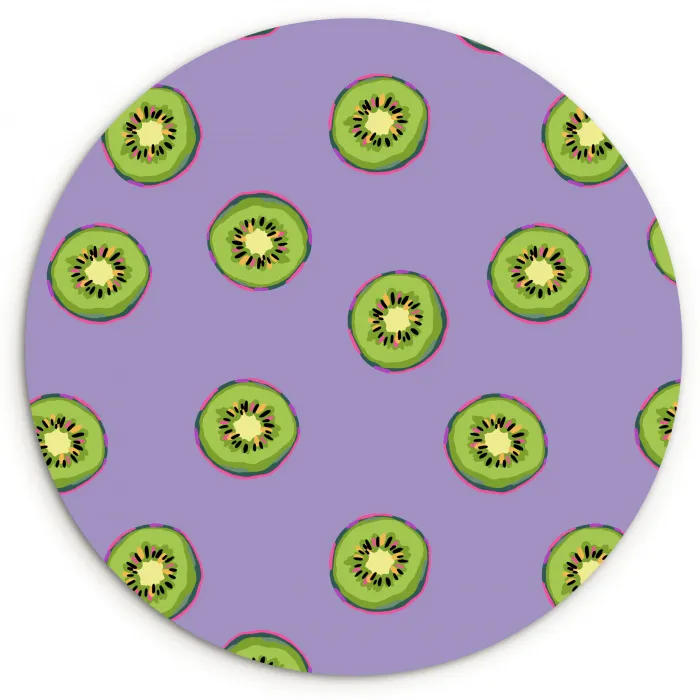 Doorgesneden - Kiwi - Paars Wandcirkel plexiglas klein 852 -3d