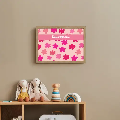 Bloemen - Patroon - Roze Light Box met batterij (Wandlamp kind) middel -sfeer2_kind