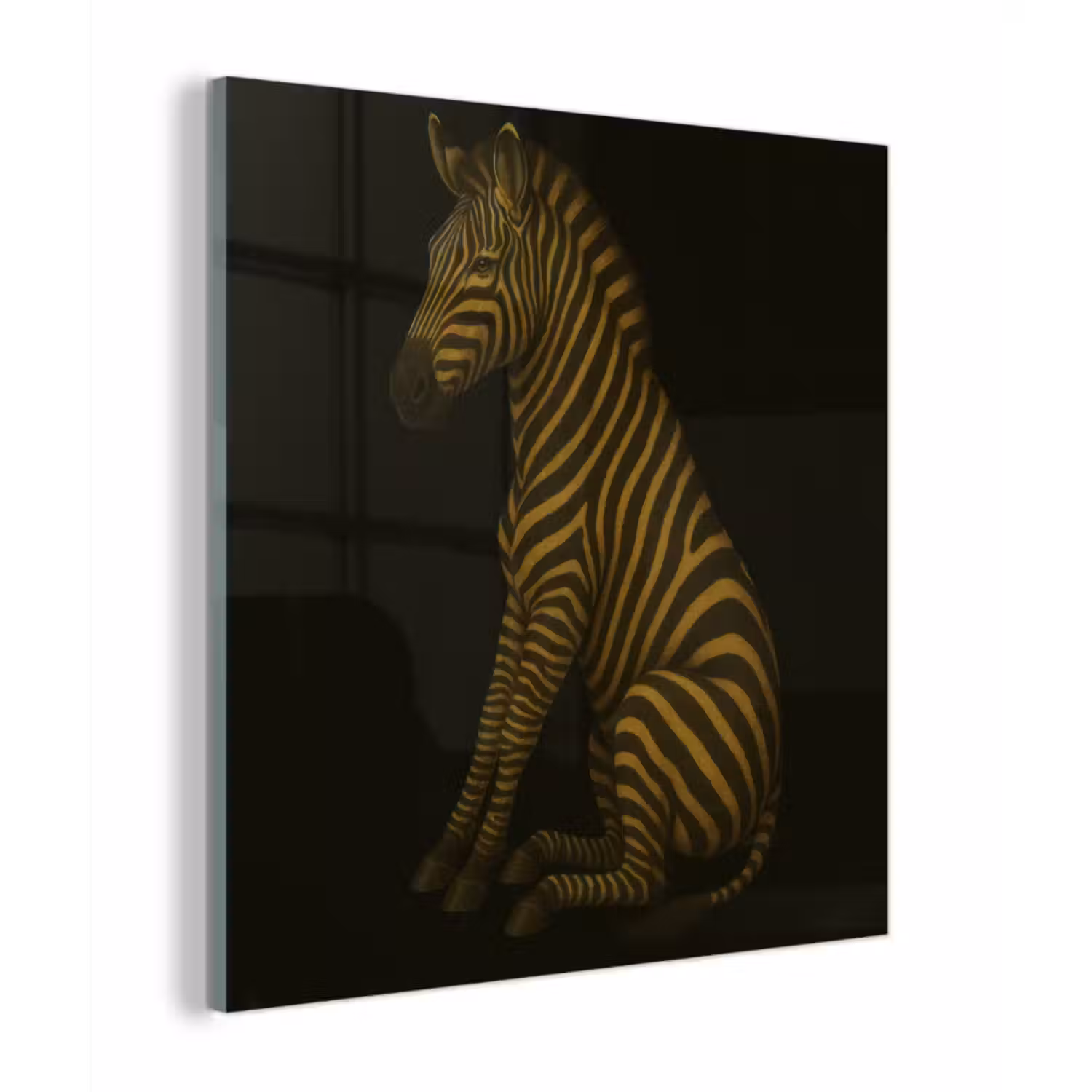 Glas schilderij - Zebra - Strepen - Goud