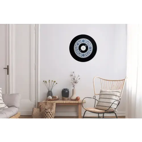 Vinyl - LP - Delfts Blauw - Muziek Wandcirkel aluminium klein -woonkamer