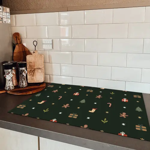 Patroon - Kerstsymbolen - Groen Inductie beschermer vinyl 3mm klein 276 -sfeer3