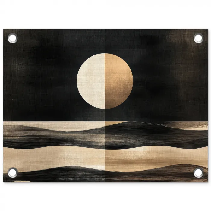 Maan - Cirkel - Goud tuinposter los doek klein -3d