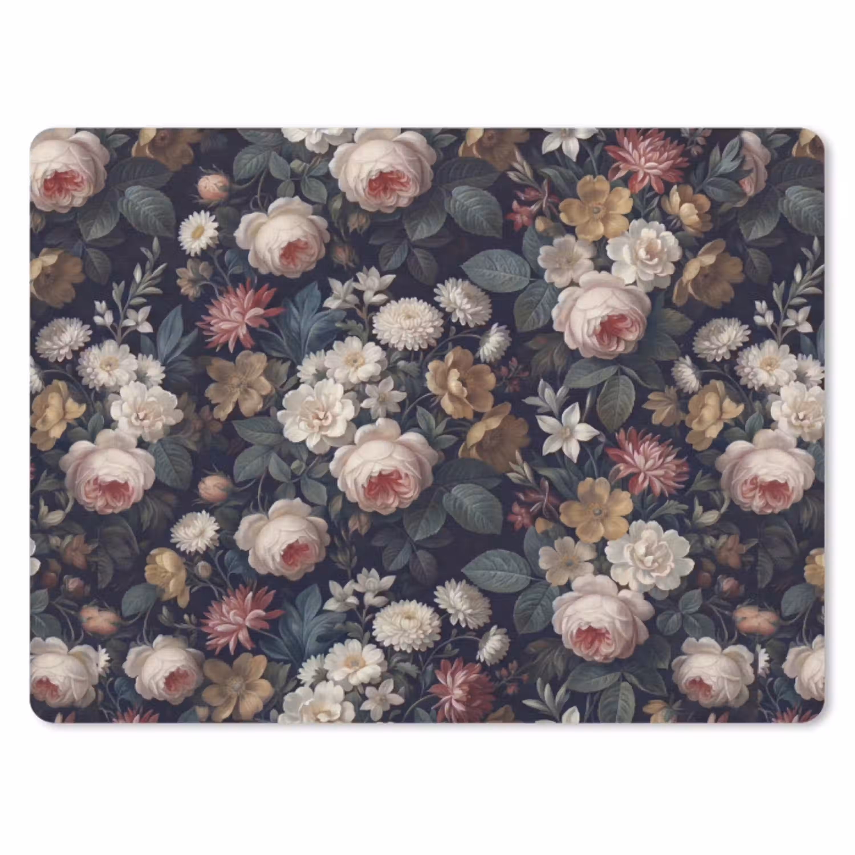 Bloemen - Boeket - Botanisch - Vintage - Donkere achtergrond muismat rubber klein -3d