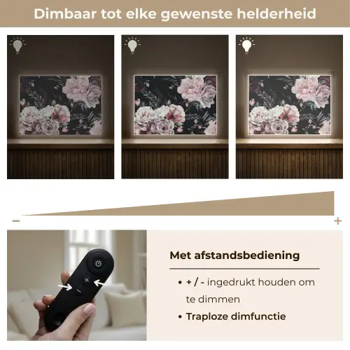 Vintage - Rozen - Romantisch - Bloemen Light Box met batterij (Wandlamp) middel -USP_dimbaarNL