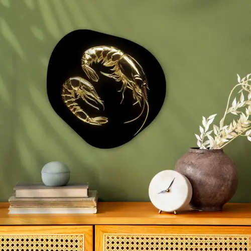Garnalen - Zwart - Goud - Dieren Wandcirkel Organisch Forex 3mm klein -sfeer2