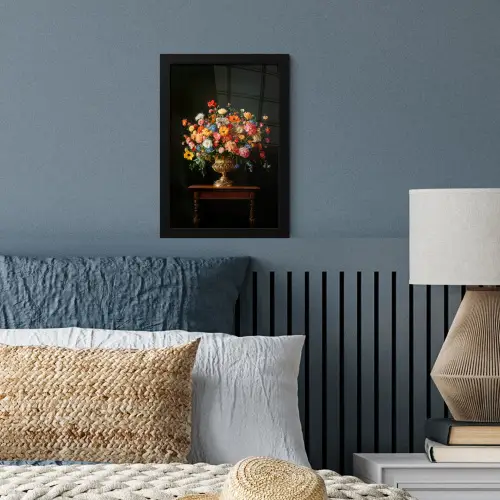 Goud - Bloemen - Kleuren - Vaas fotolijst zwart zonder passe partout klein -sfeer3