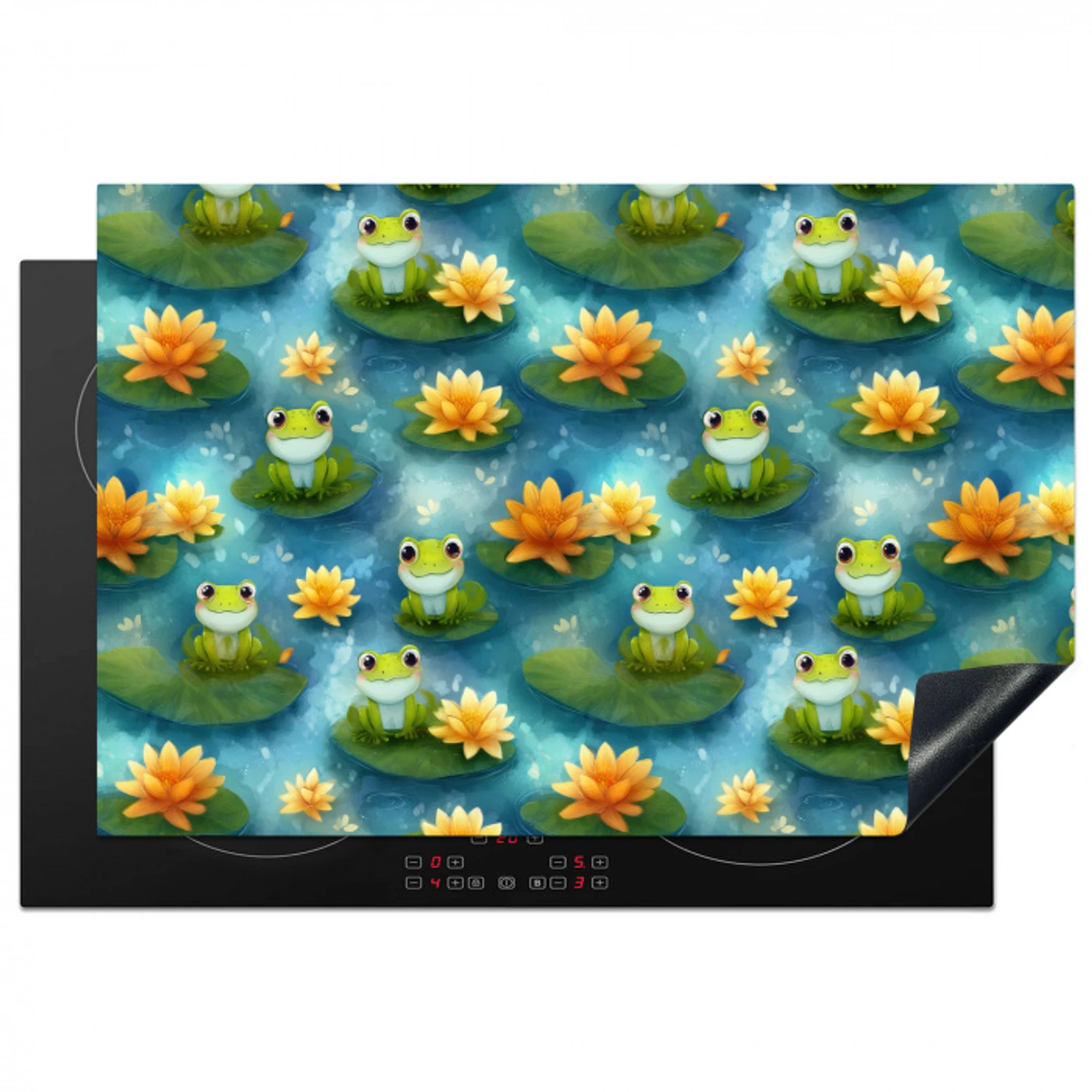 Kikker - Lelies - Groen Inductie beschermer vinyl 3mm klein 276 -3d