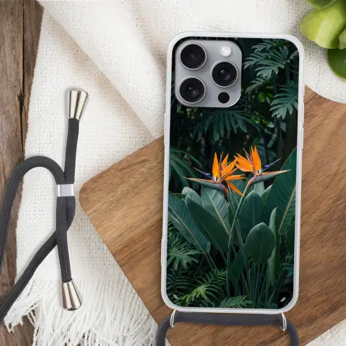 Paradijsvogel - Bloem - Exotisch Hoesje iPhone 16 Pro Max met koord klein -sfeer4